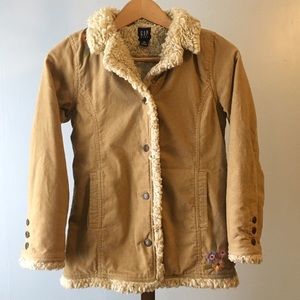 Girls GAP Cotton and Faux Fur Coat